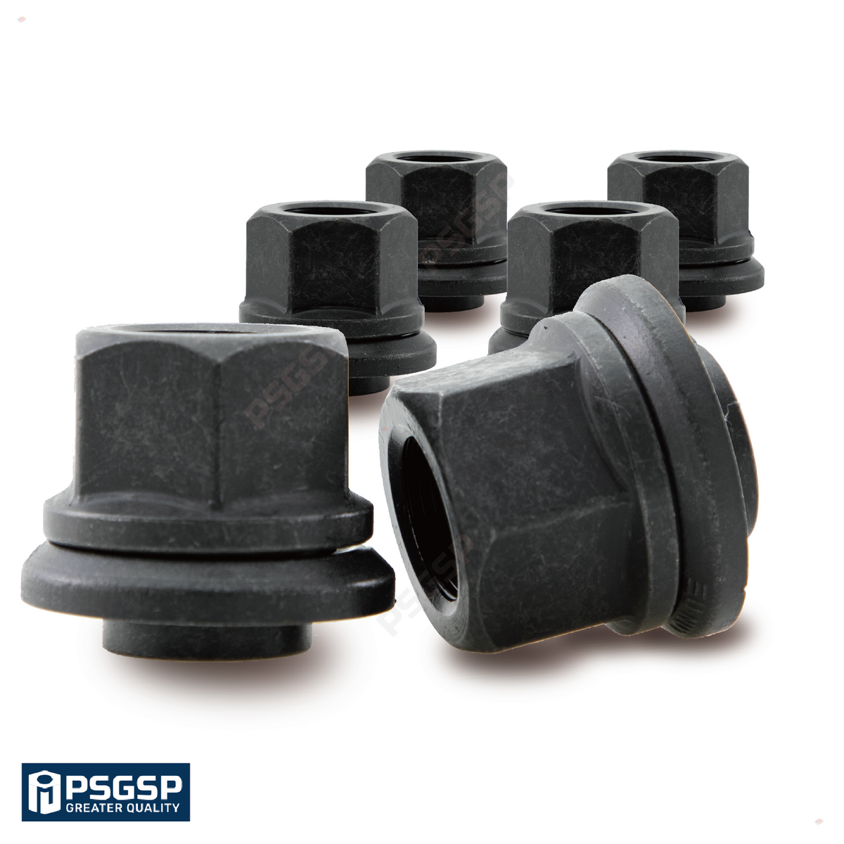 Haltec 6 Pieces of Two Piece 6mm Sleeve Flanged M22x1.5 Wheel Nuts 33mm Hex Unimount Hub Pilot for Commercial Semi Trucks