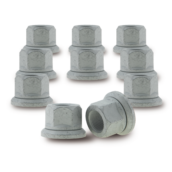 PSGSP Two-Piece Flange Wheel Nuts - M22x1.5 Hex:33mm Grey for Heavy Duty Truck Semi Truck Fit Aluminum or Steel Wheels with Hub Piloted - 10pcs