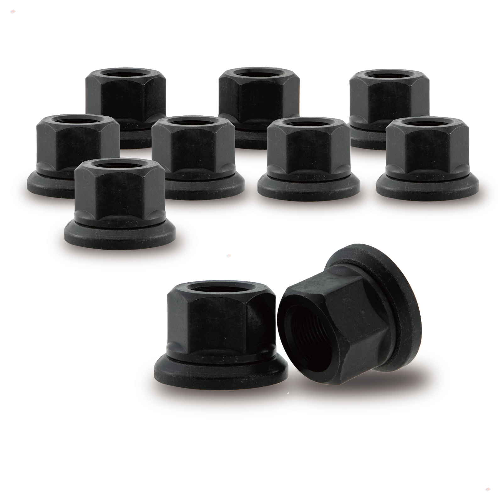 PSGSP Two-Piece Flange Wheel Nuts - M22x1.5 Hex:33mm Black for