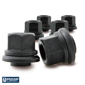 PSGSP Two-Piece 6mm Sleeve Flanged Wheel Nuts 6PCS, M22x1.5 Hex:33mm Black for Heavy Duty Truck Semi Truck Fit Steel Single Wheels with Hub Piloted Seat & 26mm Bolt Hole Size