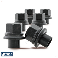 PSGSP Two-Piece 19mm Sleeve Flanged Wheel Nuts 6PCS, M22x1.5 Hex:33mm Black for Heavy Duty Truck Semi Truck Fit Steel Dual Wheels with Hub Piloted Seat & 26mm Bolt Hole Size