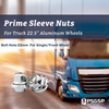 PSGSP Prime Short Sleeve Wheel Nuts M22x1.5 Hex 33mm Chrome for HGV Truck, Lorry, Bus or Coach Fit Single or Front Alcoa Aluminum Wheels with Hub Piloted & Bolt Hole : 32mm -Pack of 20