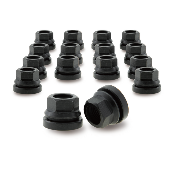 PSGSP Black M14x1.5 Wheel Lug Nuts 16pcs for 2003-2016 Ford F250 F350 F450 F550, 2003-2019 F53, Two-Piece Flanged Flat Face OEM Style for Factory OEM Wheels, Fit 2C2Z1012AA