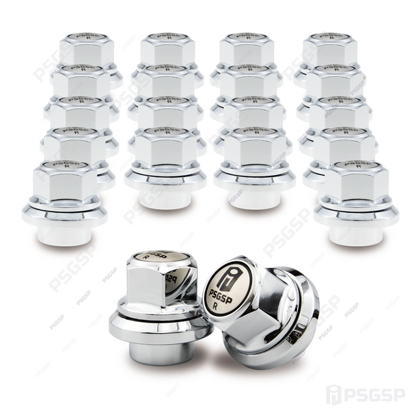 PSGSP Prime Sleeve Wheel Nuts M22x1.5 Chrome For Van Hool Coach Fit Single or Front Aluminum Wheels with Hub Piloted & 32mm Bolt Hole - Pack of 20 - Fit Alcoa 430632