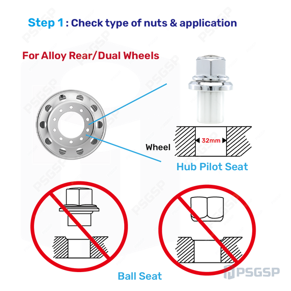 PSGSP Prime Long Sleeve Wheel Nuts M22x1.5 Chrome for Van Hool Coach Fit Dual Aluminum Wheels with Hub Piloted & 32mm Bolt Hole - Pack of 20 - Alcoa 430732 Replacement