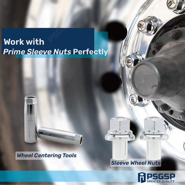 PSGSP Wheel Centering Tool Pair Frosted Chrome with M22x1.5 Internal Thread for Heavy Duty Truck Wheels with Bolt Hole 26mm (1.02 inch)